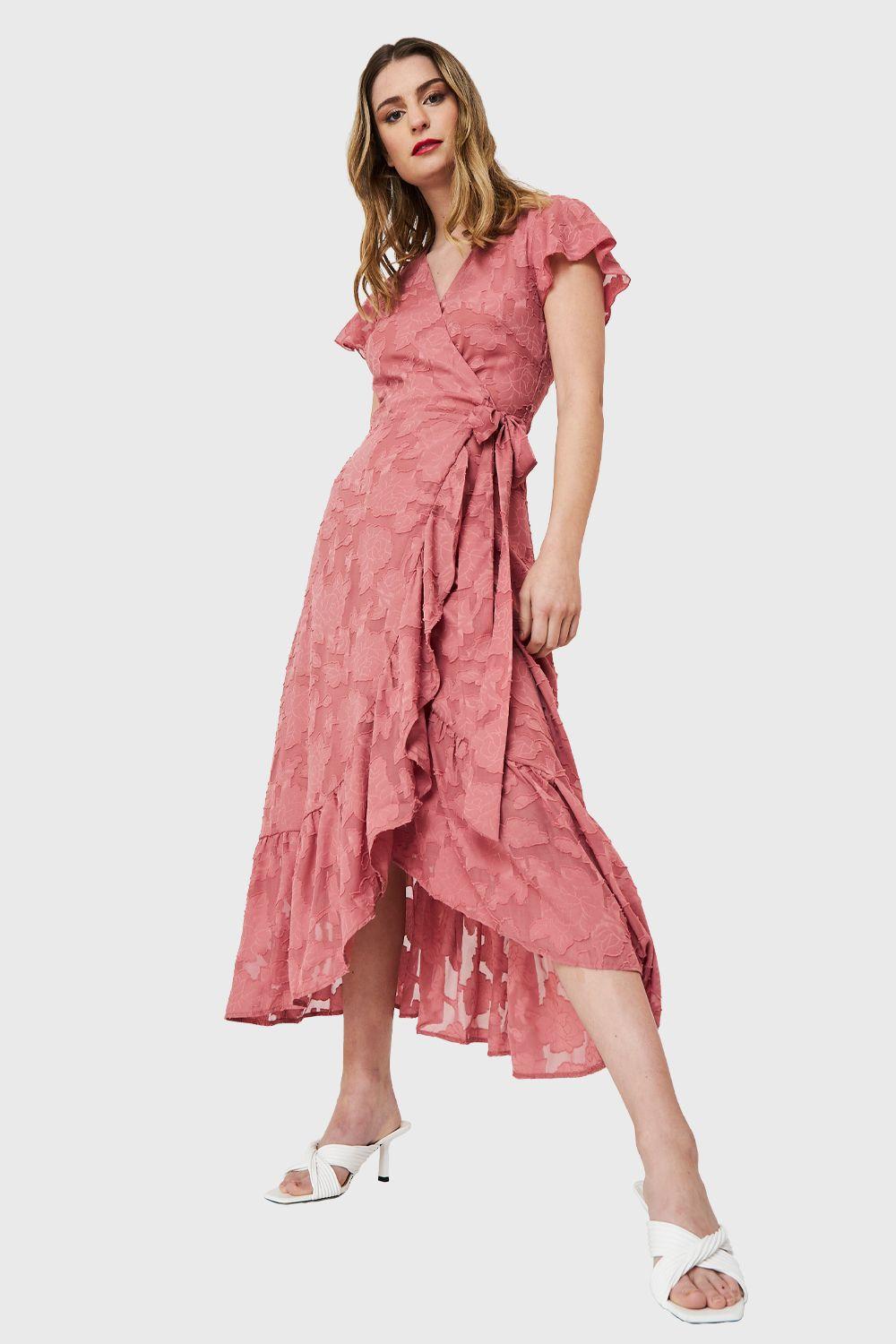 Vestido Envolvente Flores Rosa Nicopoly-0