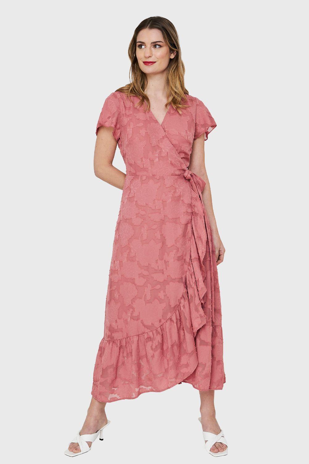 Vestido Envolvente Flores Rosa Nicopoly-4