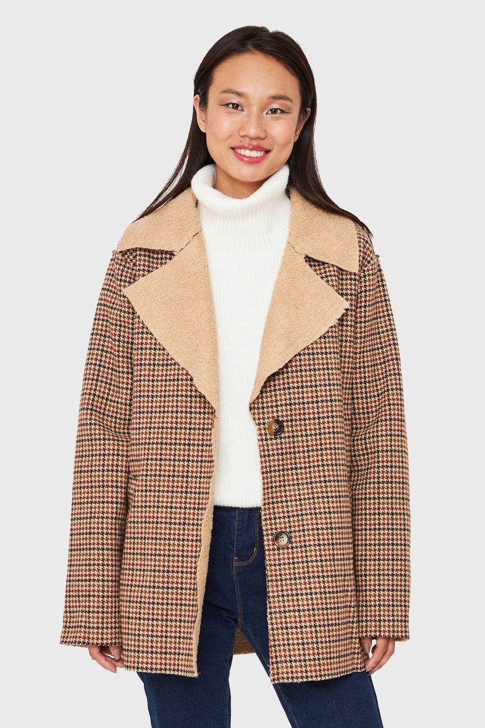 Chaqueta Pied De Poule Beige/Burdeos Nicopoly-0