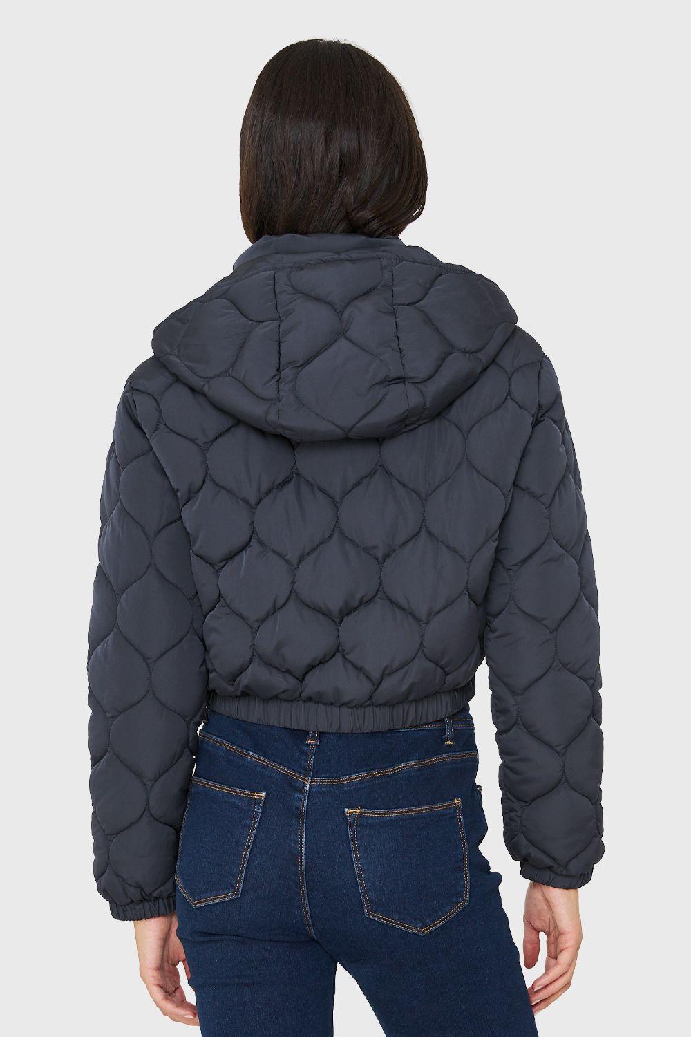 Parka Corta Quilt Con Gorro Azul Marino Nicopoly-3
