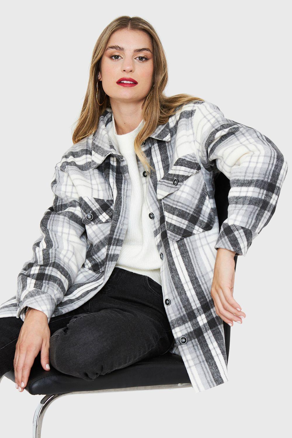 Sobrecamisa Estampado Escocés Gris Nicopoly-0