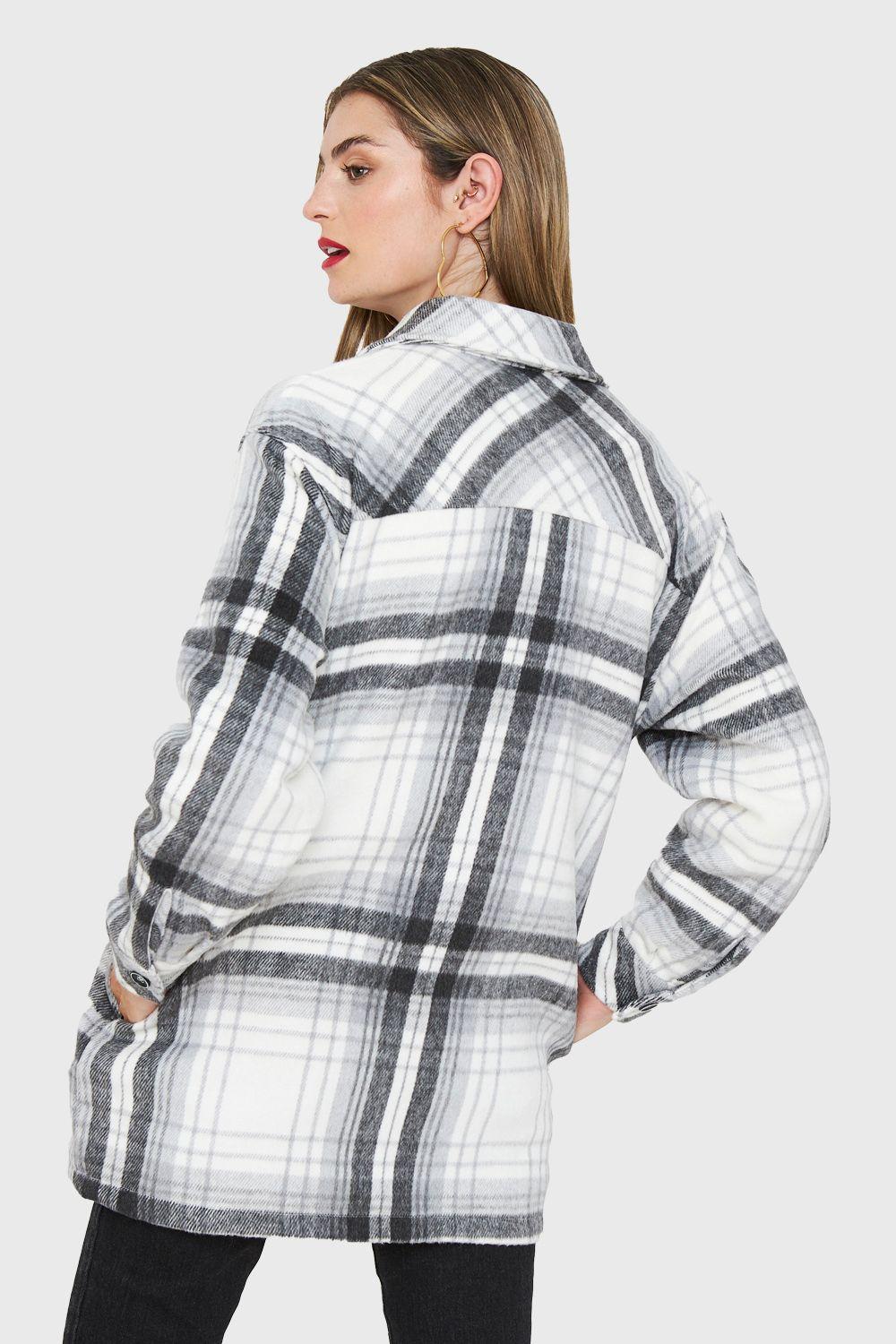 Sobrecamisa Estampado Escocés Gris Nicopoly-3