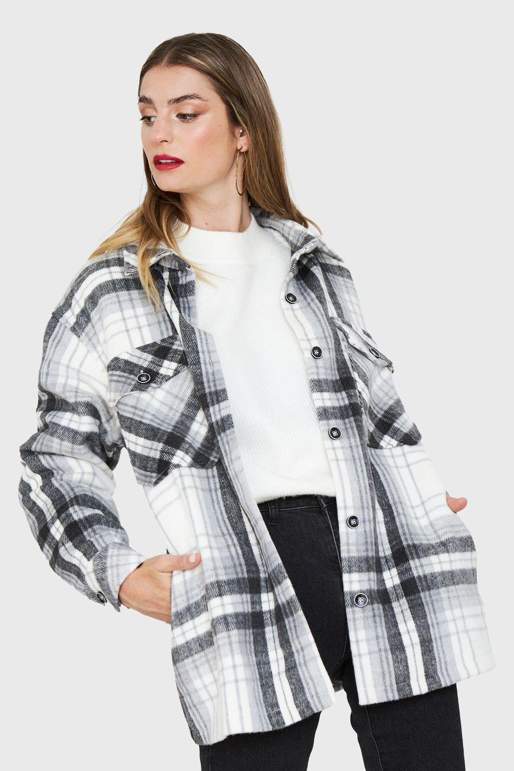 Sobrecamisa Estampado Escocés Gris Nicopoly-2