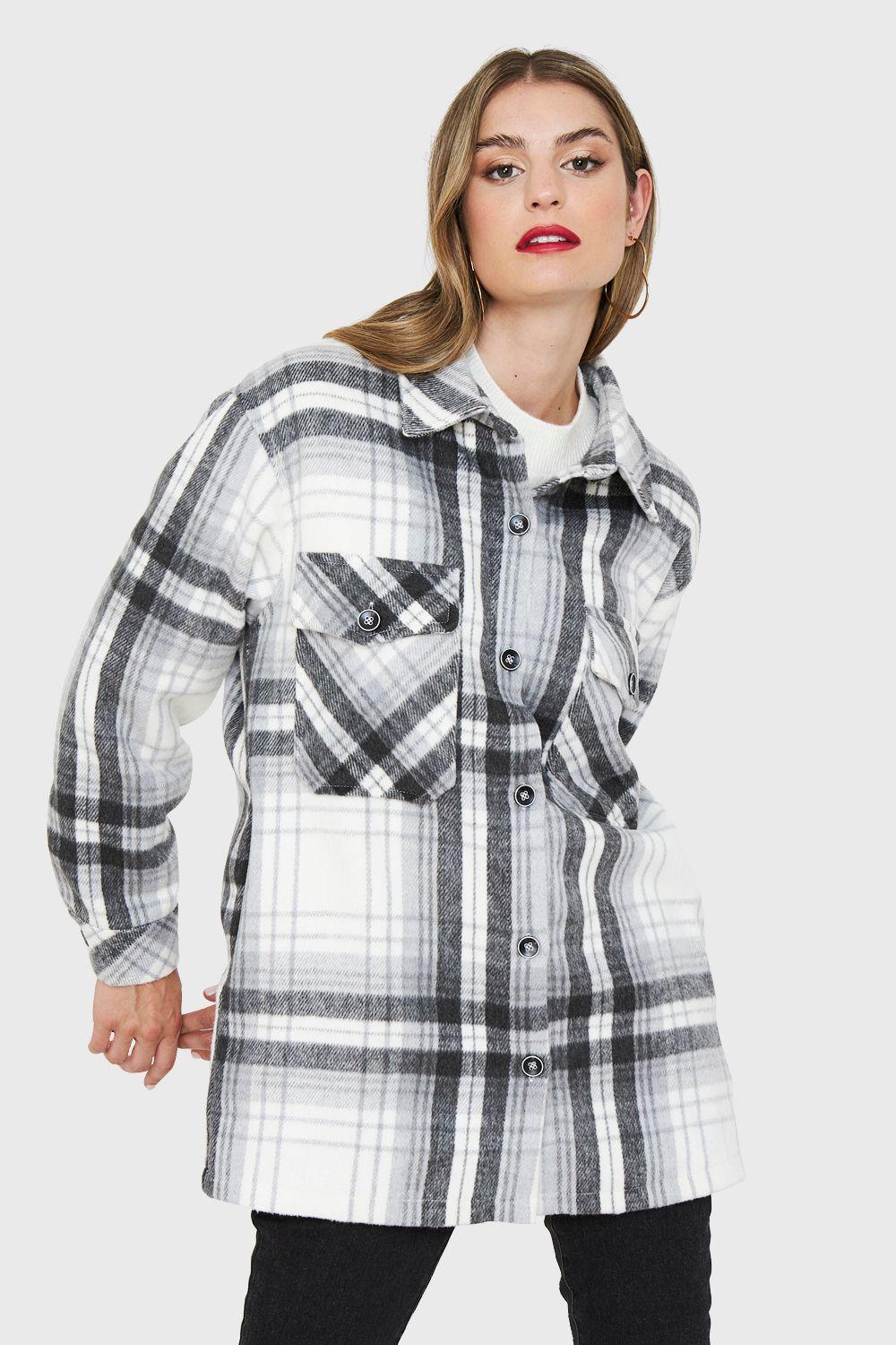 Sobrecamisa Estampado Escocés Gris Nicopoly-4