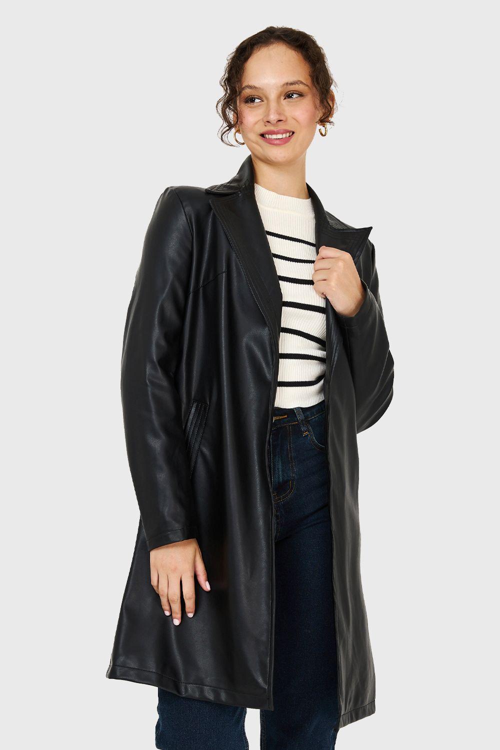 Chaqueta Ecocuero Lazo NegroNicopoly-0