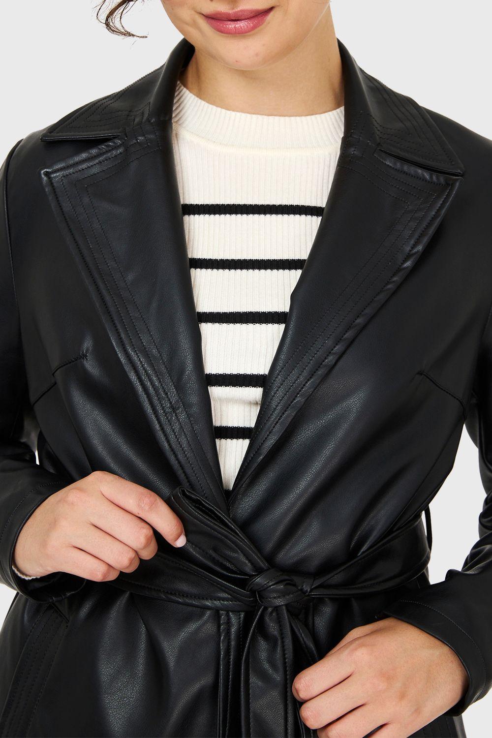 Chaqueta Ecocuero Lazo NegroNicopoly-5