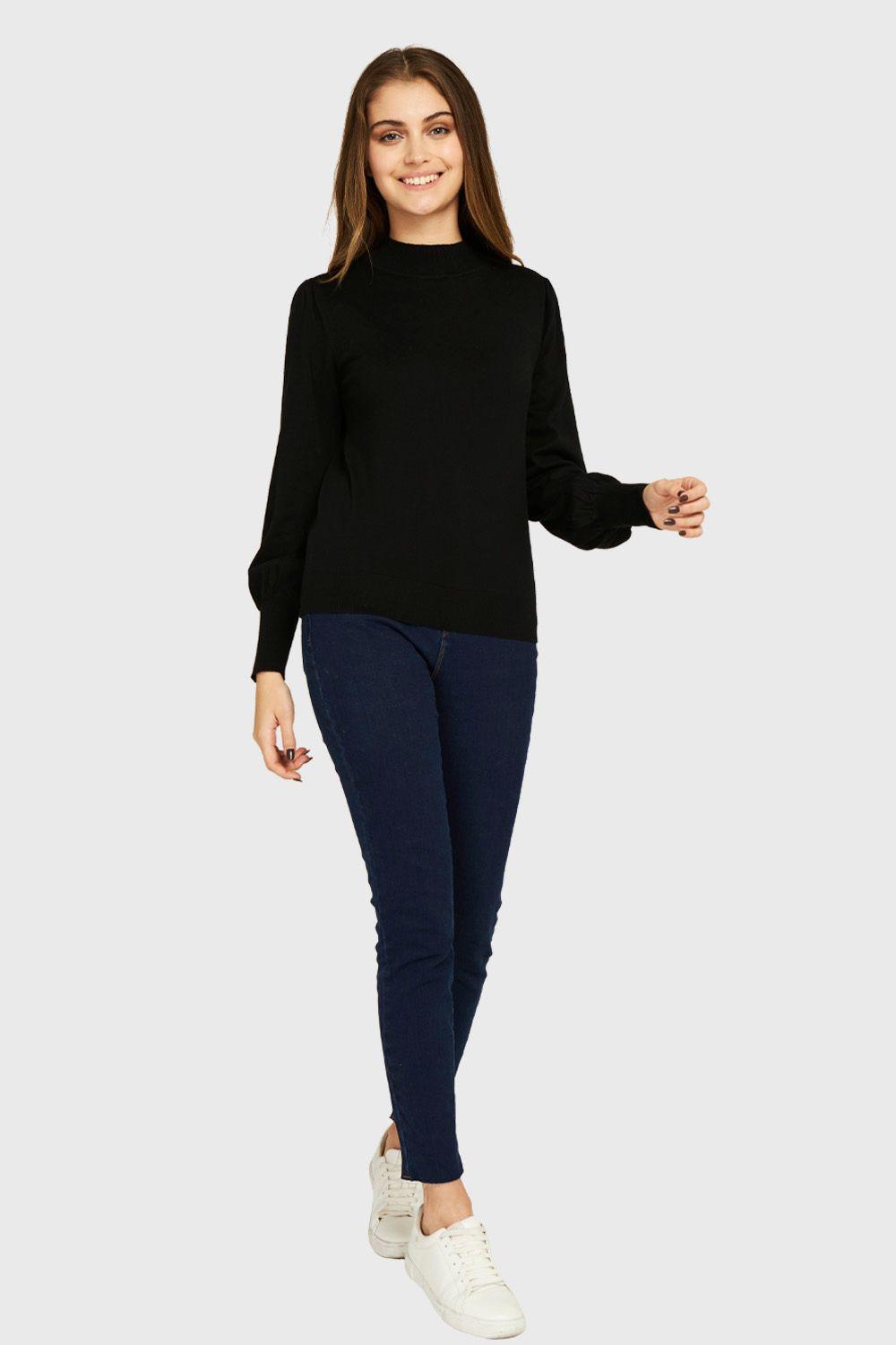 Sweater Botones Negro Nicopoly-1