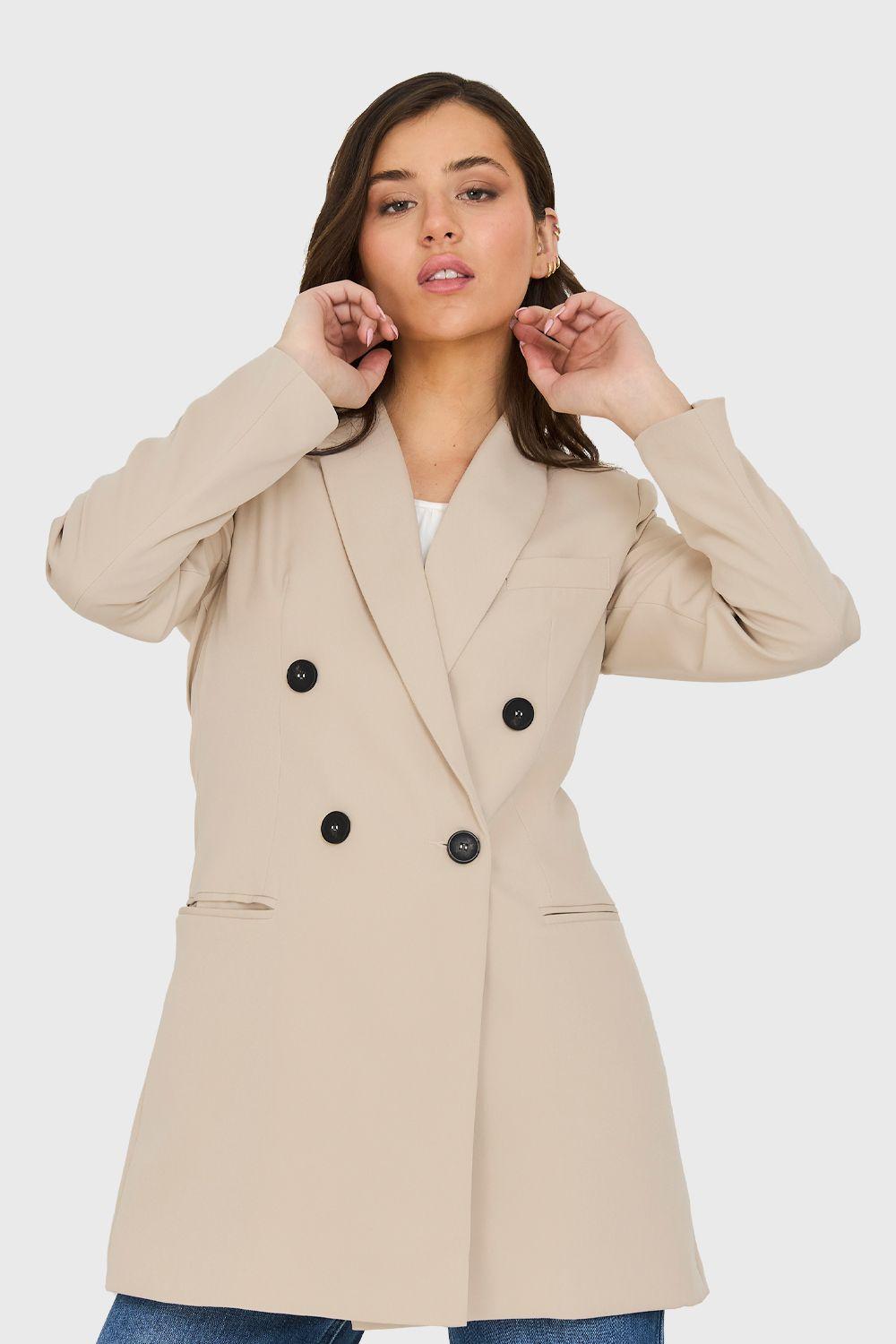 Blazer Largo 4 Botones Khaki Nicopoly-0