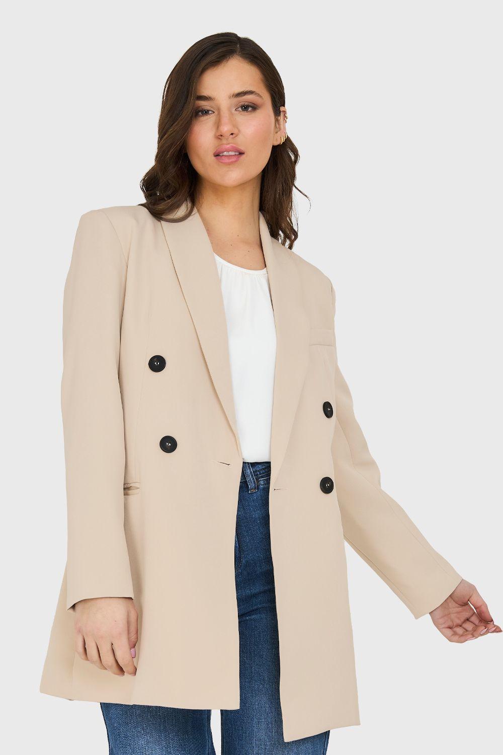 Blazer Largo 4 Botones Khaki Nicopoly-4