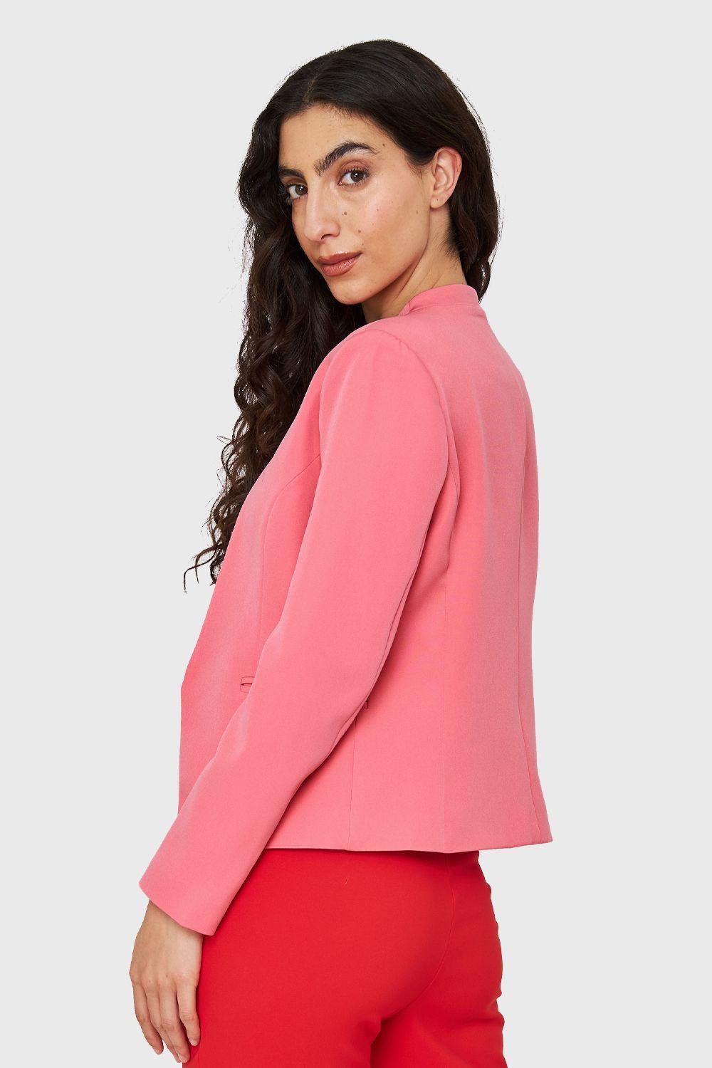 Blazer Entallado Clásico Rosa Chicle Nicopoly-3