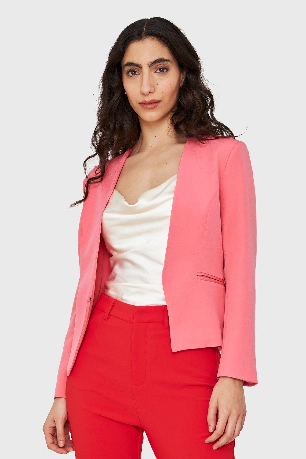 Blazer Entallado Clásico Rosa Chicle Nicopoly-0