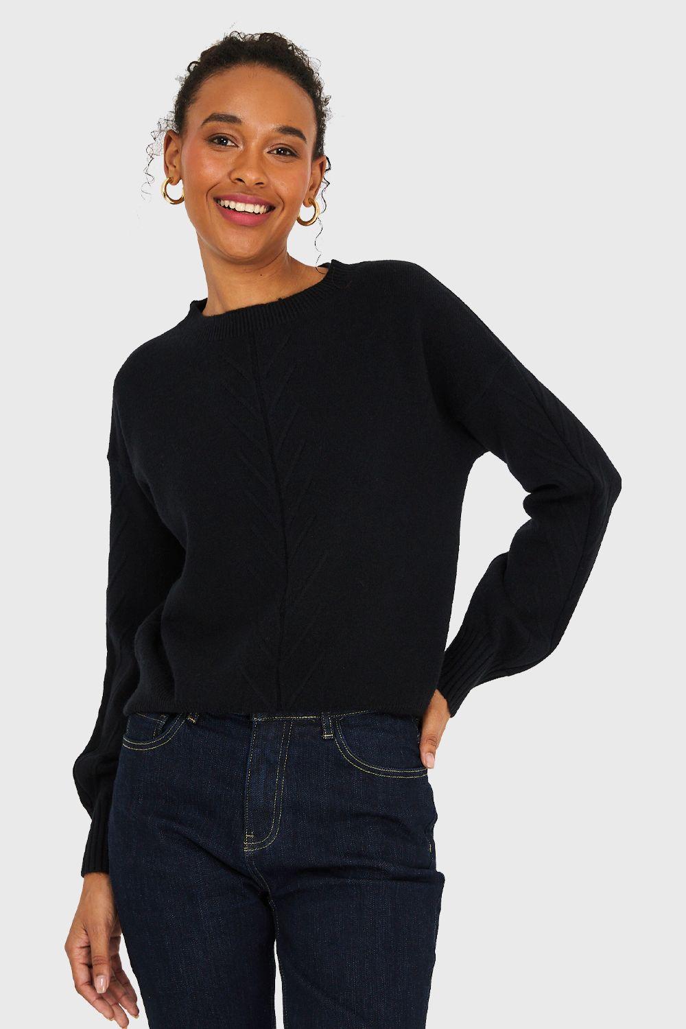 Sweater Diseños Espigas Negro Nicopoly-4