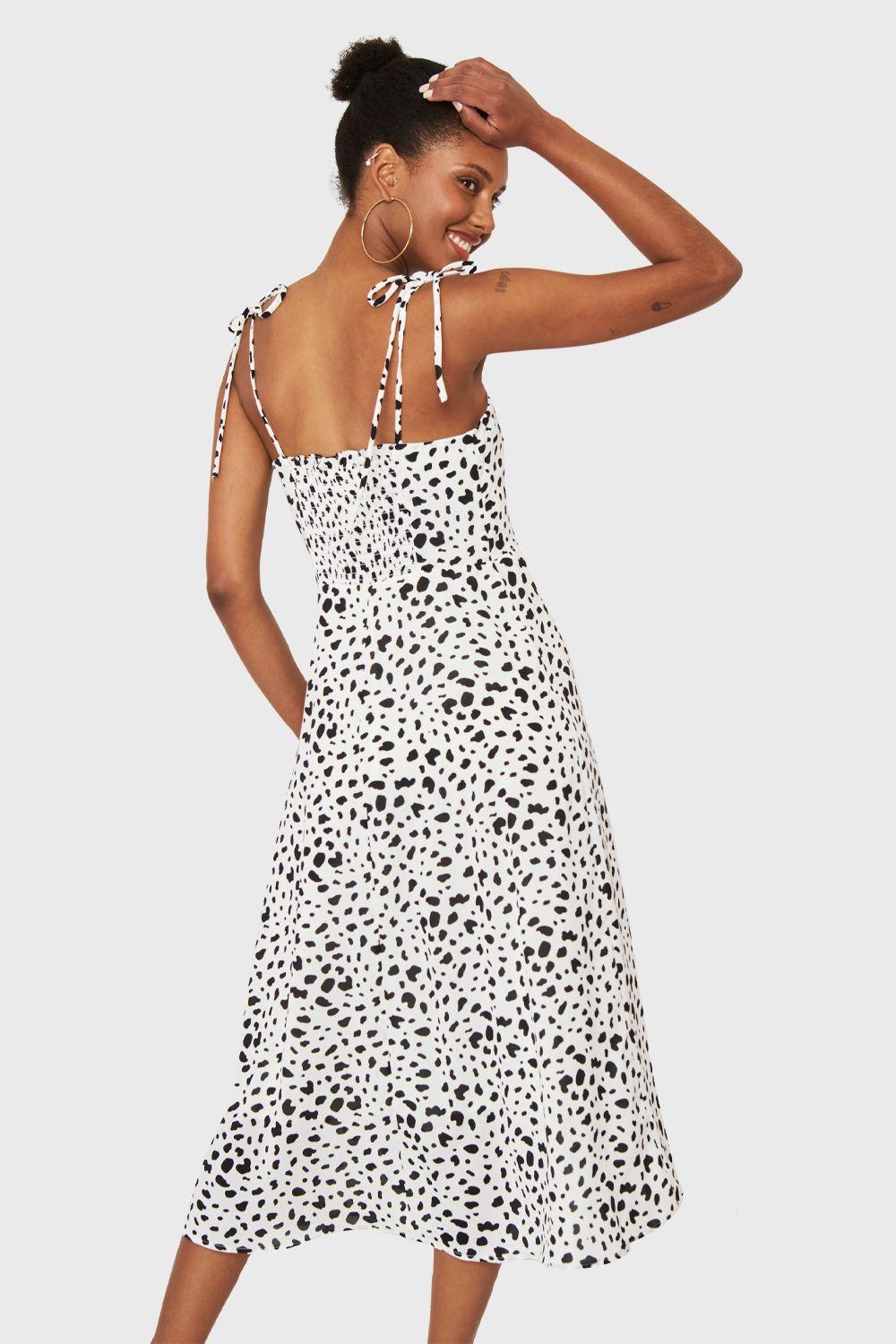 Vestido Midi Print Dálmata Blanco Nicopoly-3