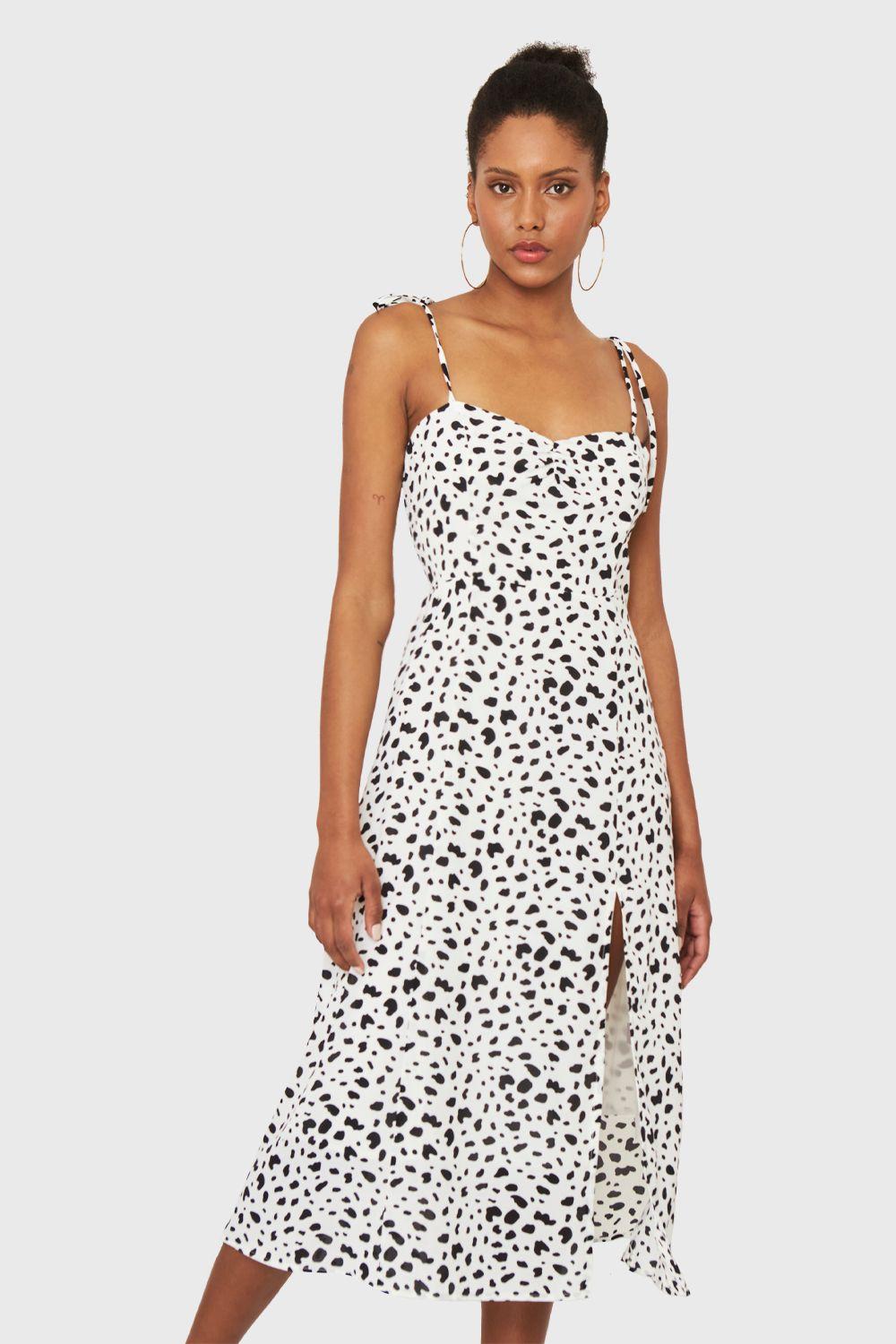 Vestido Midi Print Dálmata Blanco Nicopoly-4