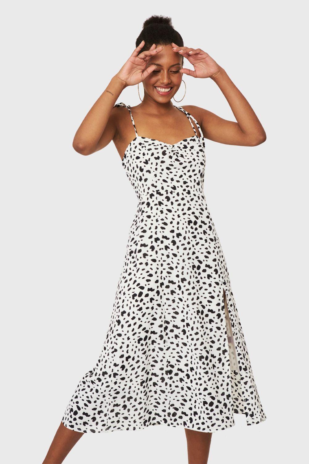 Vestido Midi Print Dálmata Blanco Nicopoly-0