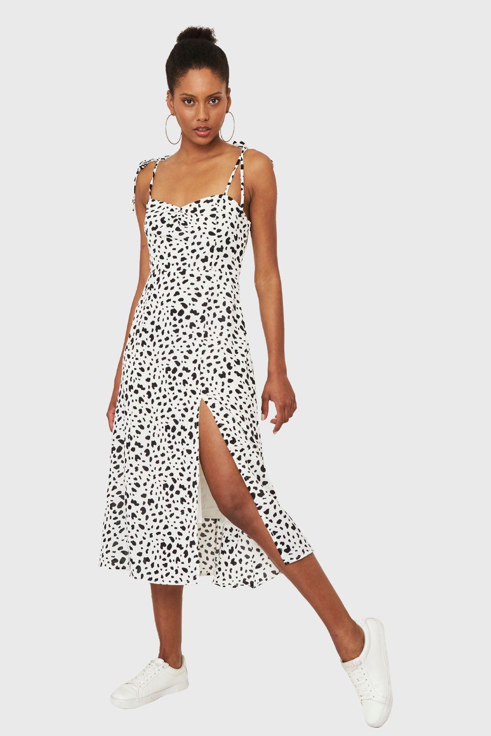 Vestido Midi Print Dálmata Blanco Nicopoly-1