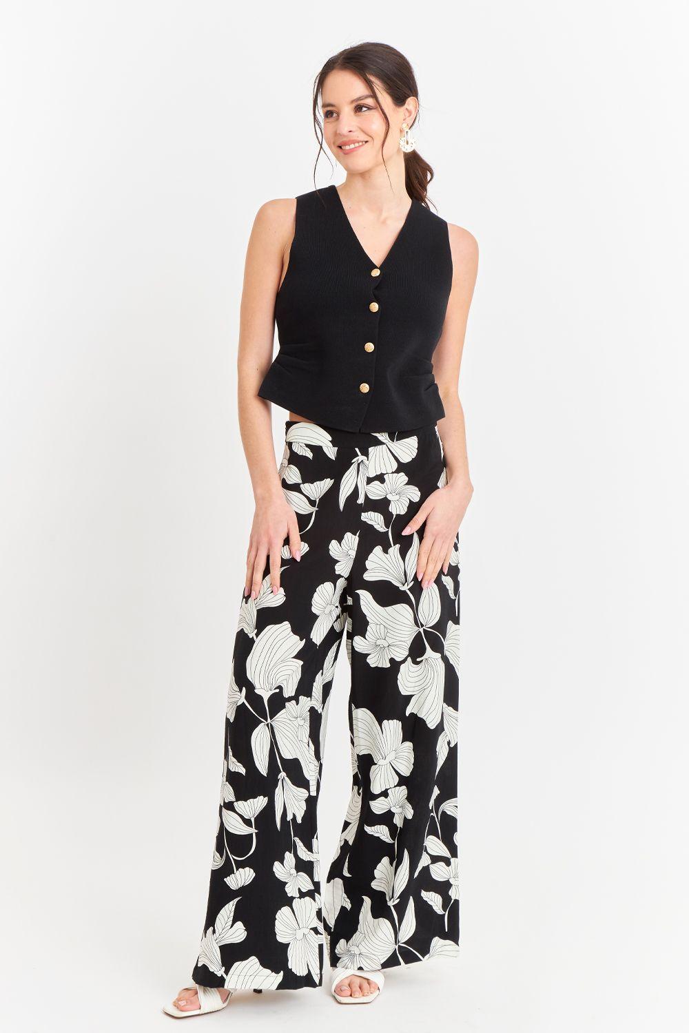 Gilet con Drapeado Lateral Negro-1