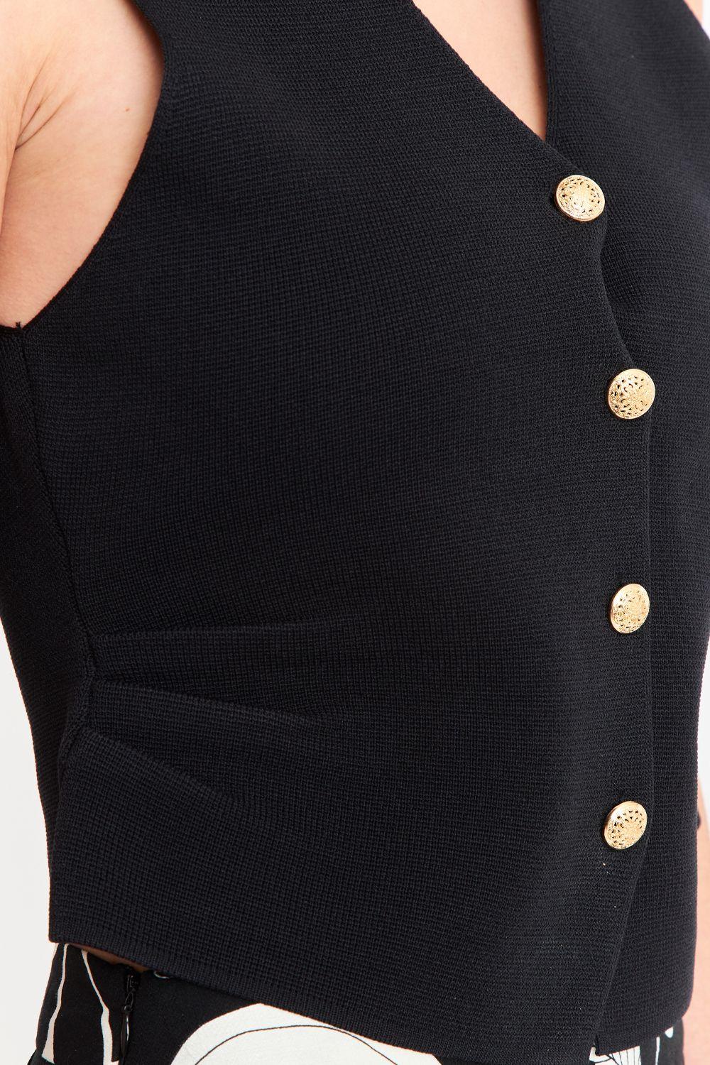 Gilet con Drapeado Lateral Negro-5