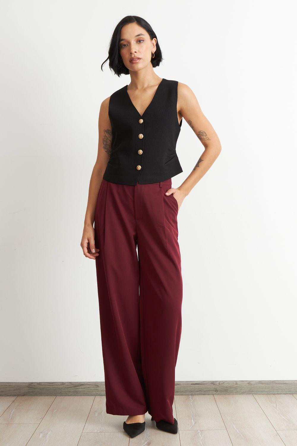 Gilet con Drapeado Lateral Negro-1