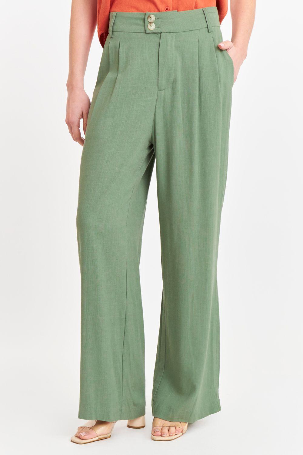 Pantalón Dos Botones Verde Oliva Nicopoly-3