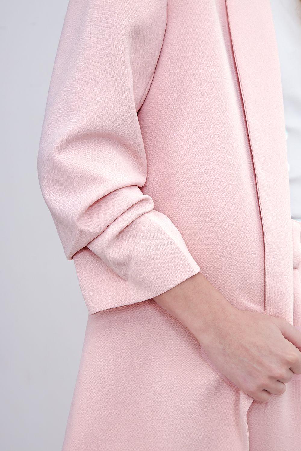 Blazer Manga 3/4 Ajustado con Solapas RosadoNicopoly-6