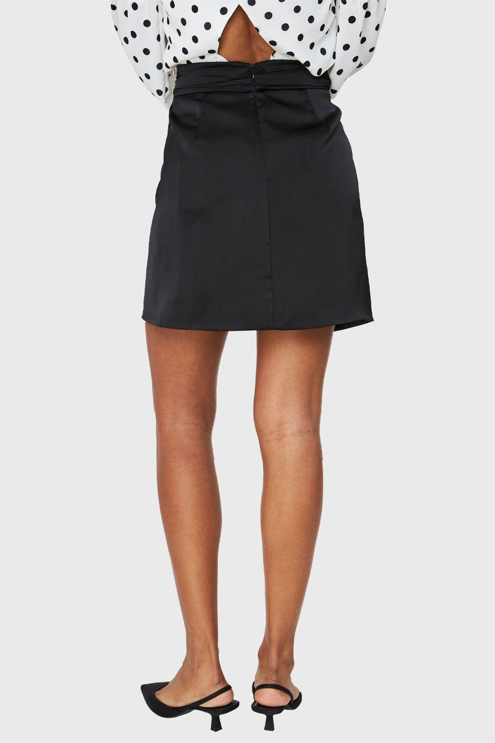 Falda Tulipán Tipo Satín Negro Nicopoly-3