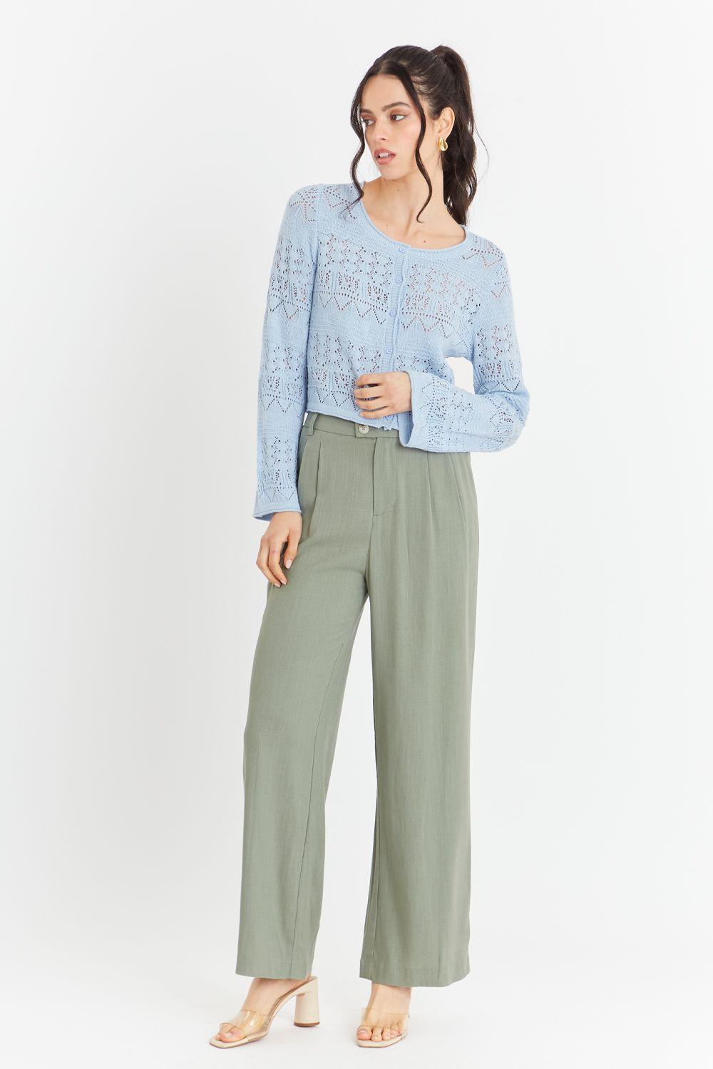 Cárdigan Tipo Crochet Hilo Celeste Nicopoly-1