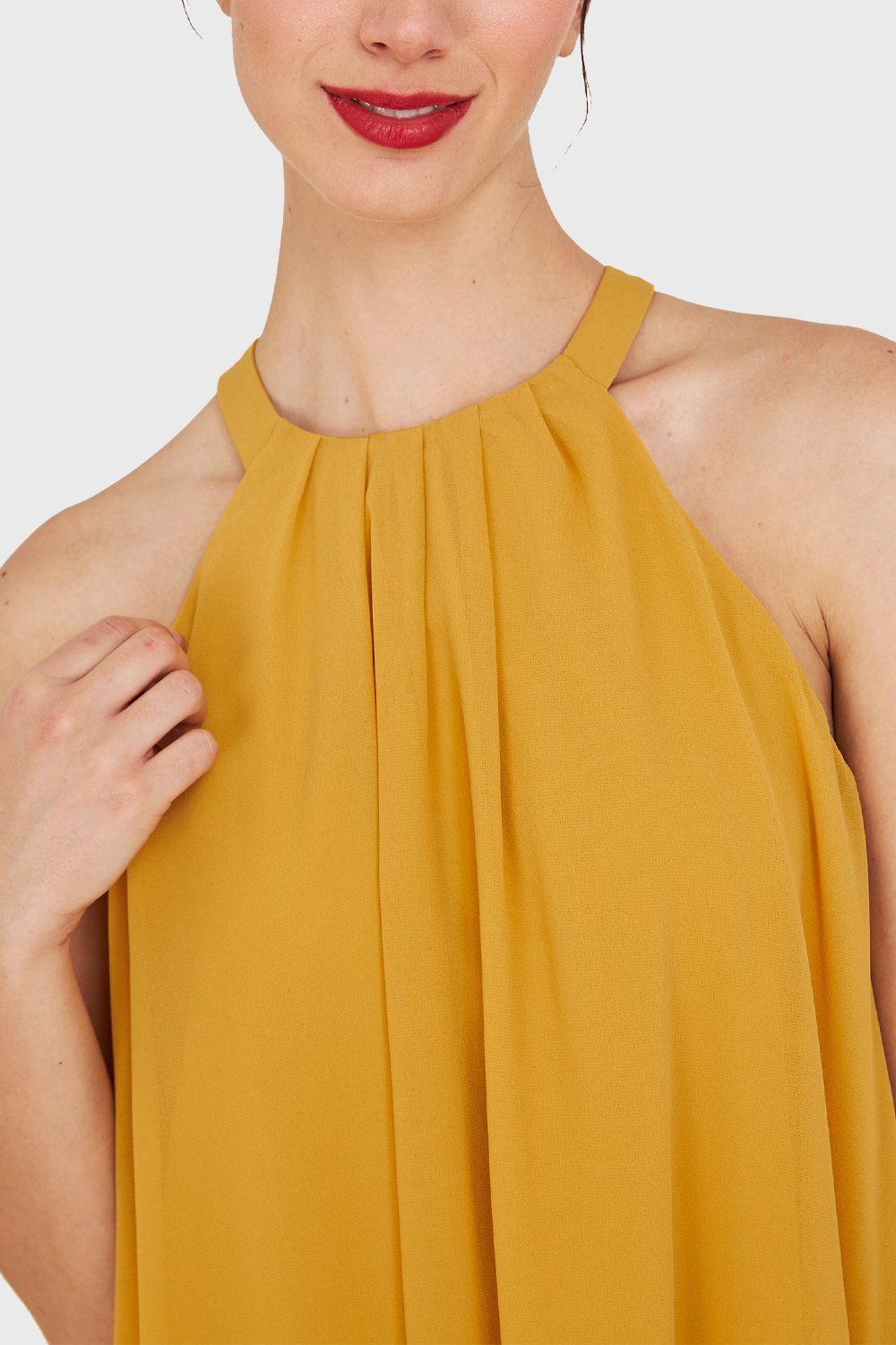 Vestido Corto Halter Amarillo Nicopoly-5