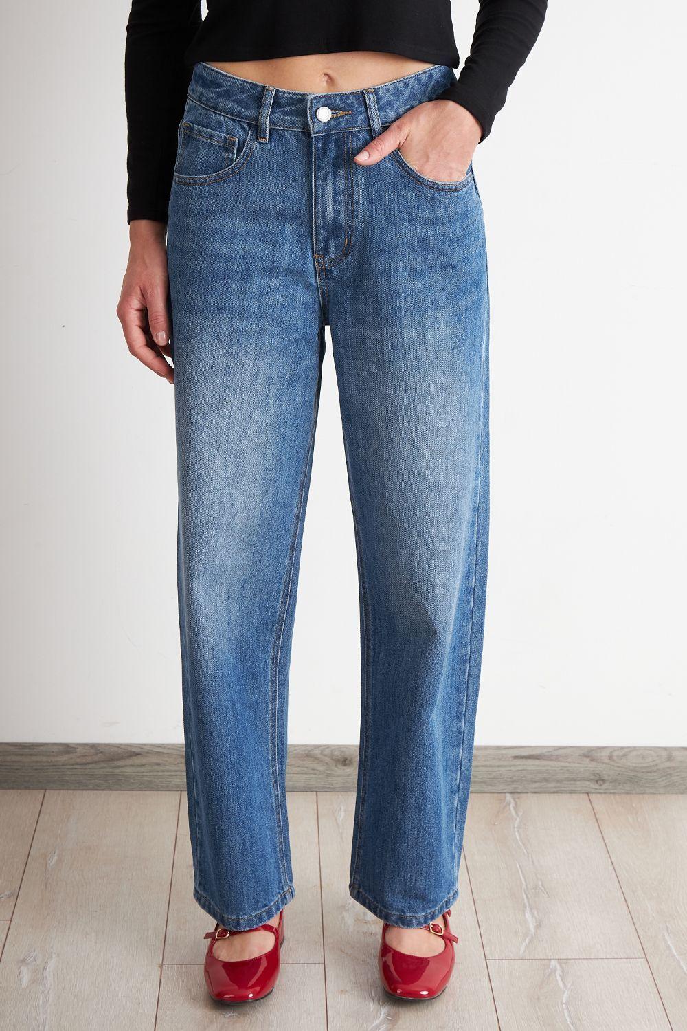 Jeans Pierna Recta Azul Nicopoly-0