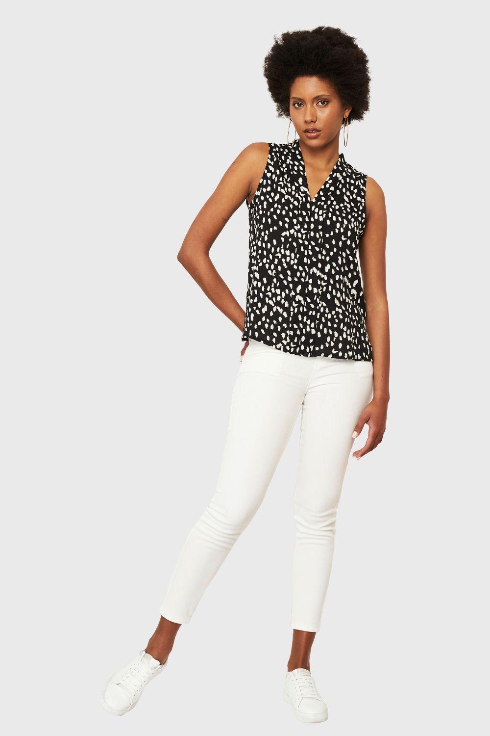 Blusa Print Lunares Negro Nicopoly-1