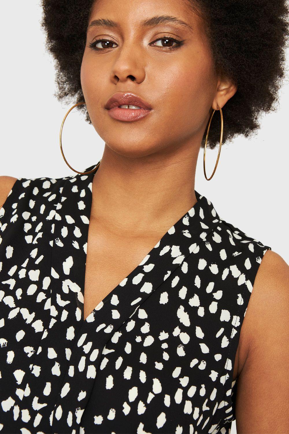 Blusa Print Lunares Negro Nicopoly-5