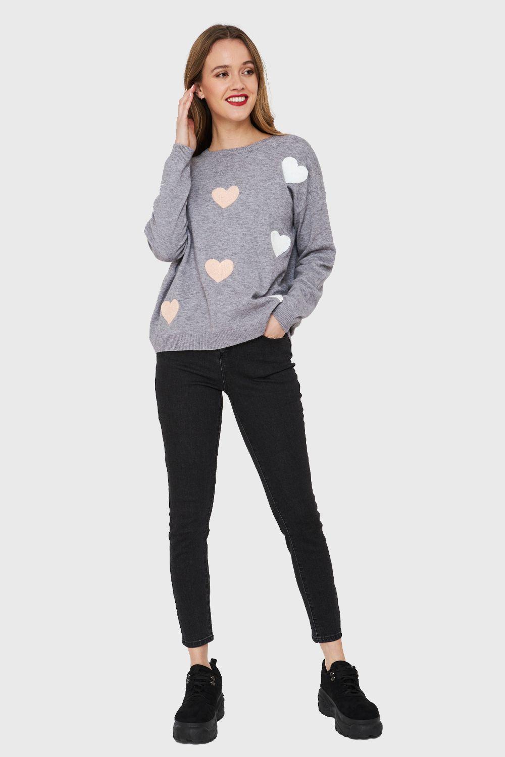 Sweater Corazones Gris Nicopoly-1