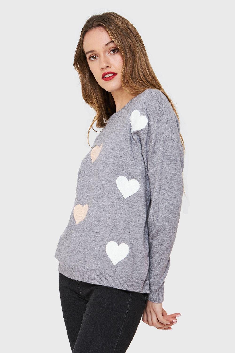 Sweater Corazones Gris Nicopoly-2