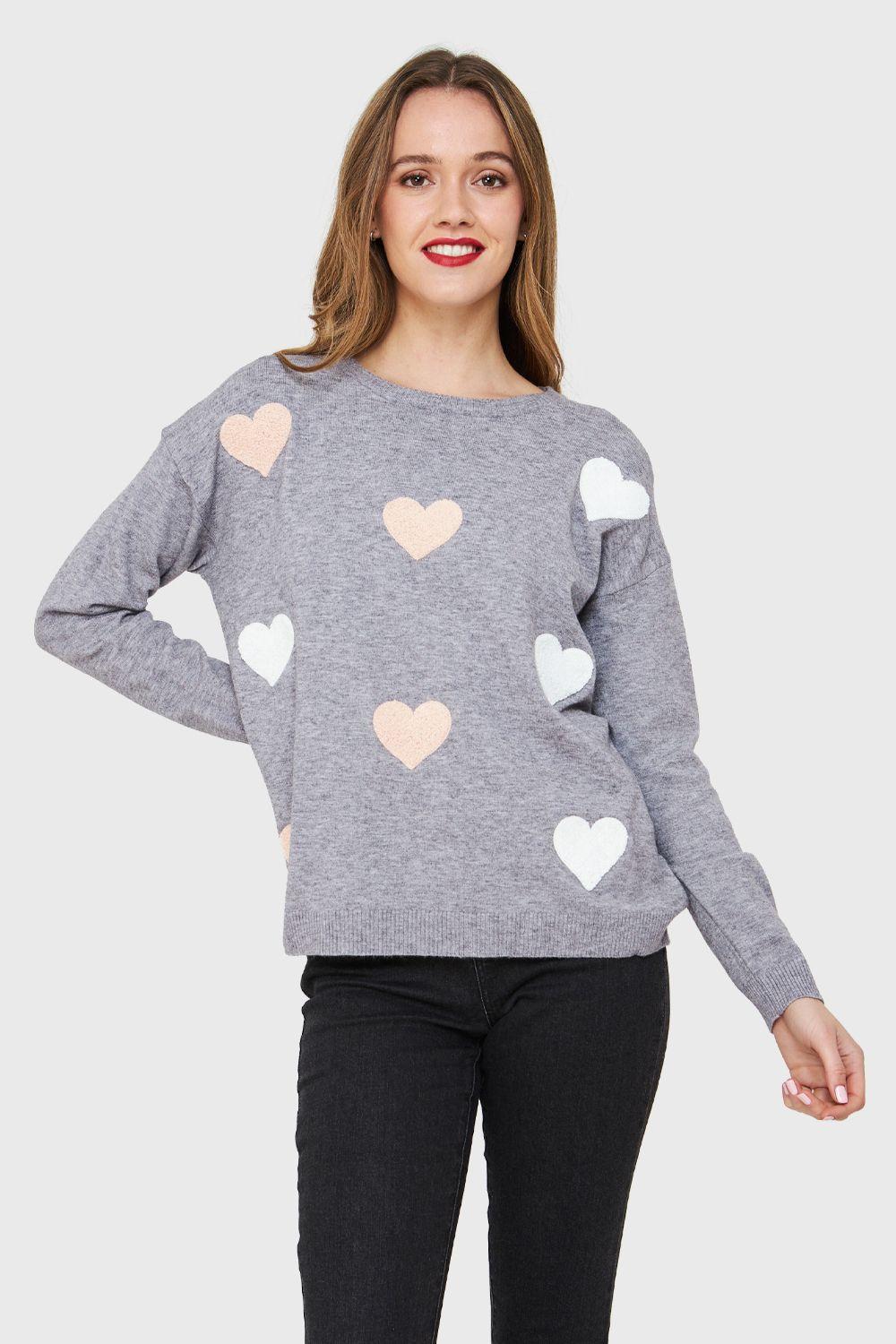 Sweater Corazones Gris Nicopoly-4