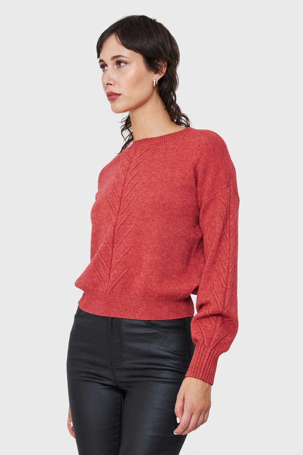 Sweater Detalles Espigas Ladrillo Nicopoly-2