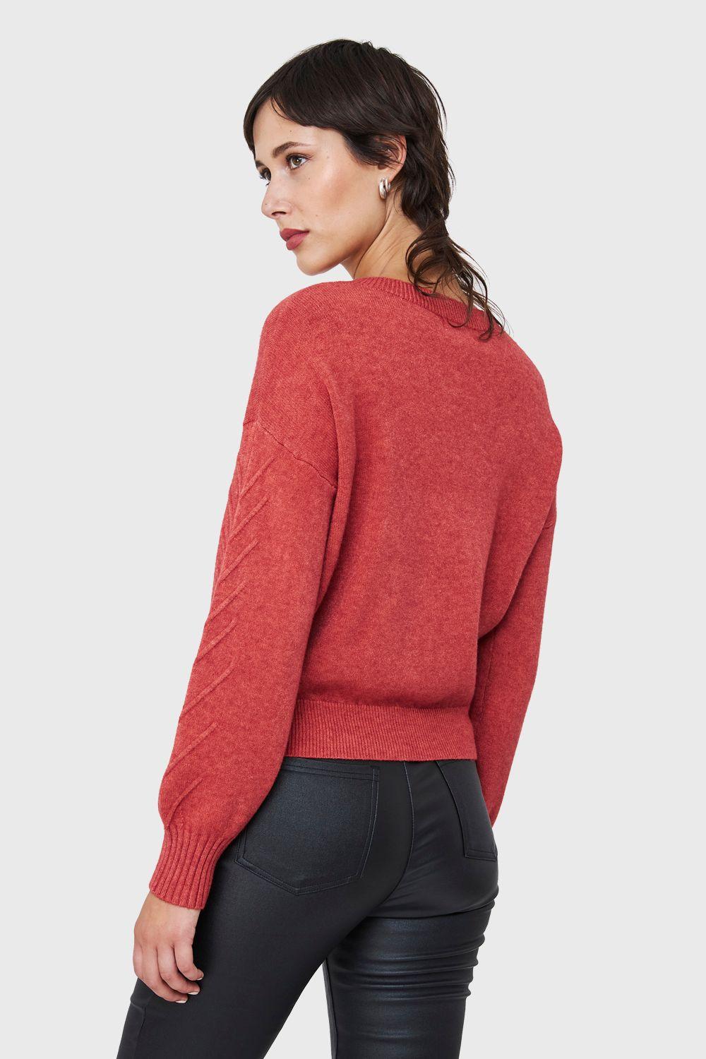 Sweater Detalles Espigas Ladrillo Nicopoly-3