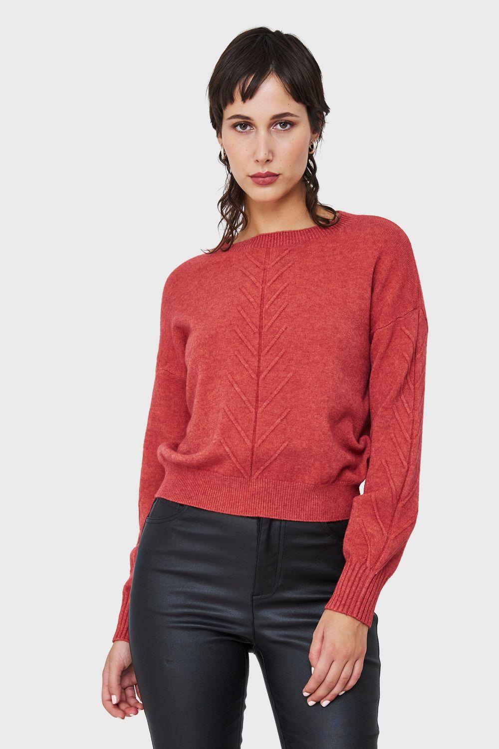 Sweater Detalles Espigas Ladrillo Nicopoly-4