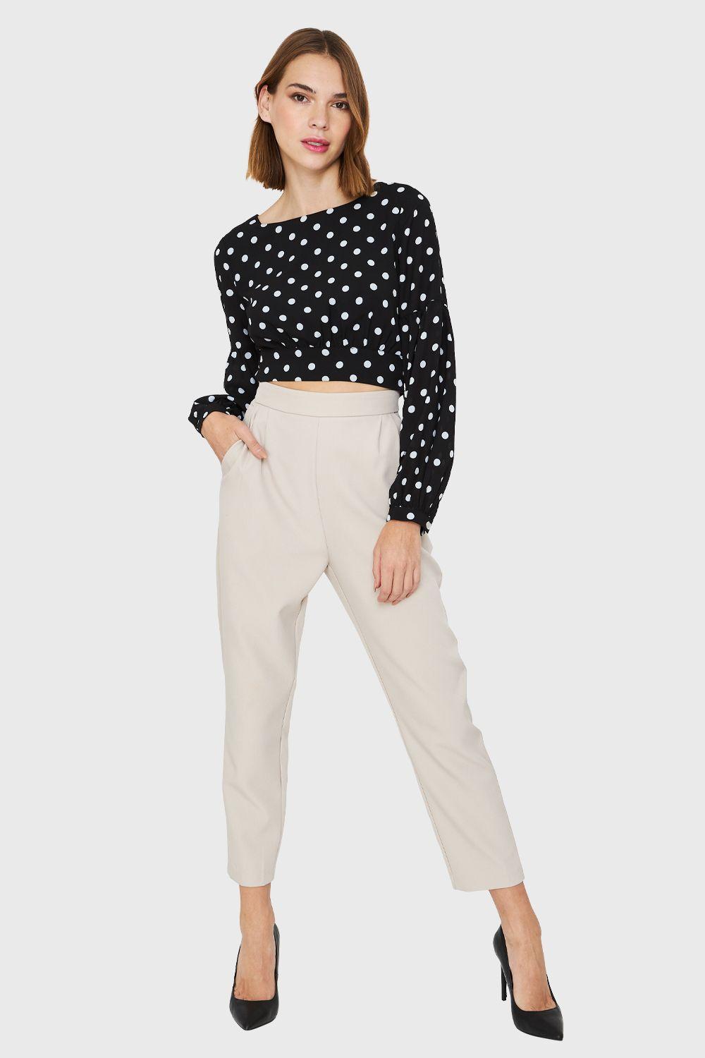 Blusa Crop Lunares Lazo Negro Nicopoly Nicopoly | Paris.cl