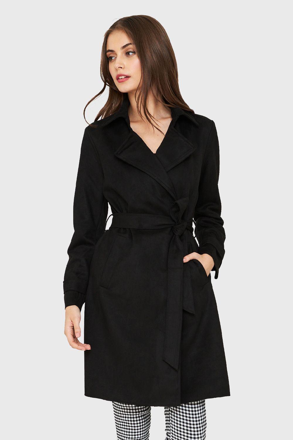 Trench Tipo Gamuza Lazo Negro Nicopoly-0