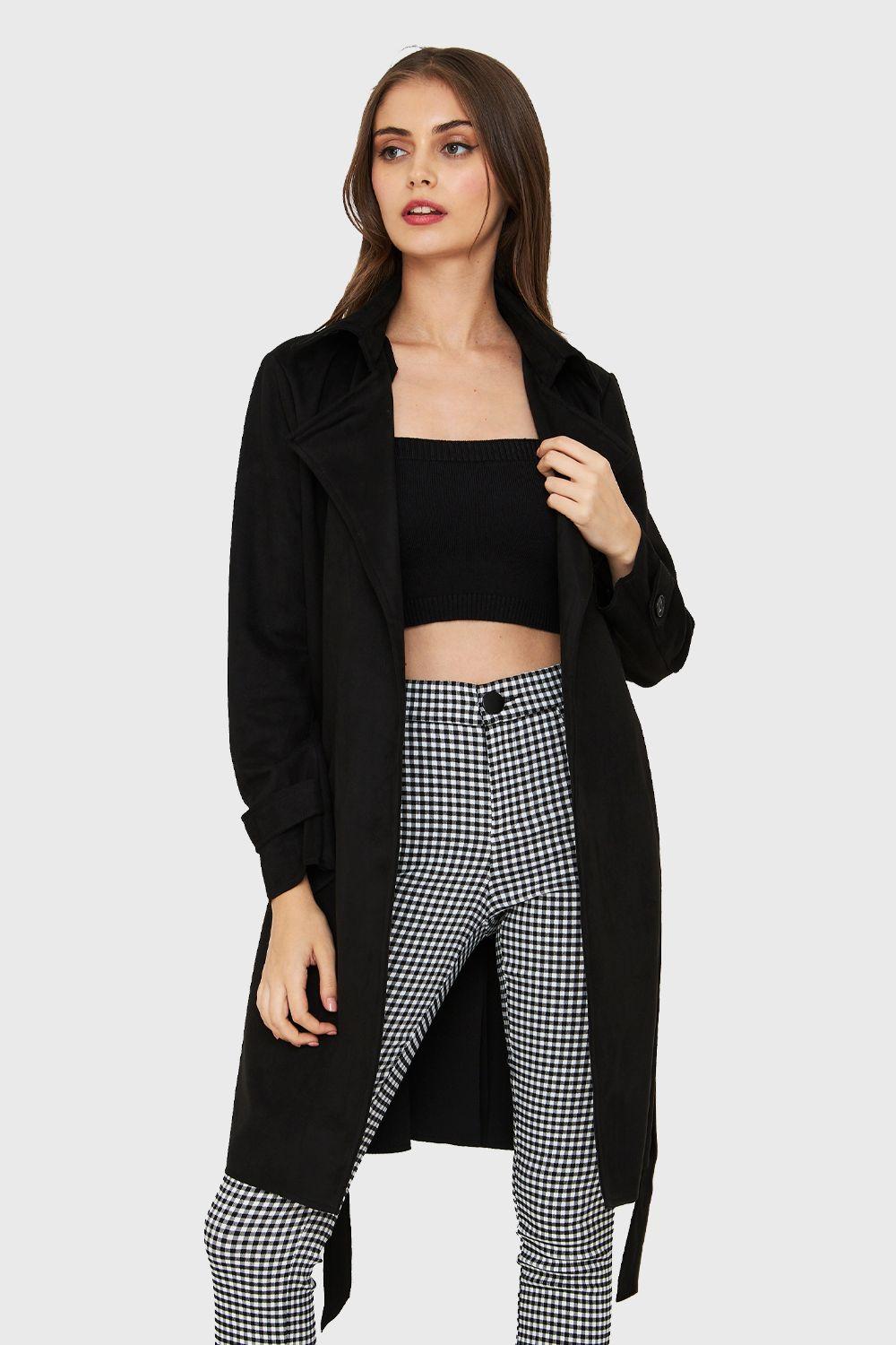 Trench Tipo Gamuza Lazo Negro Nicopoly-4