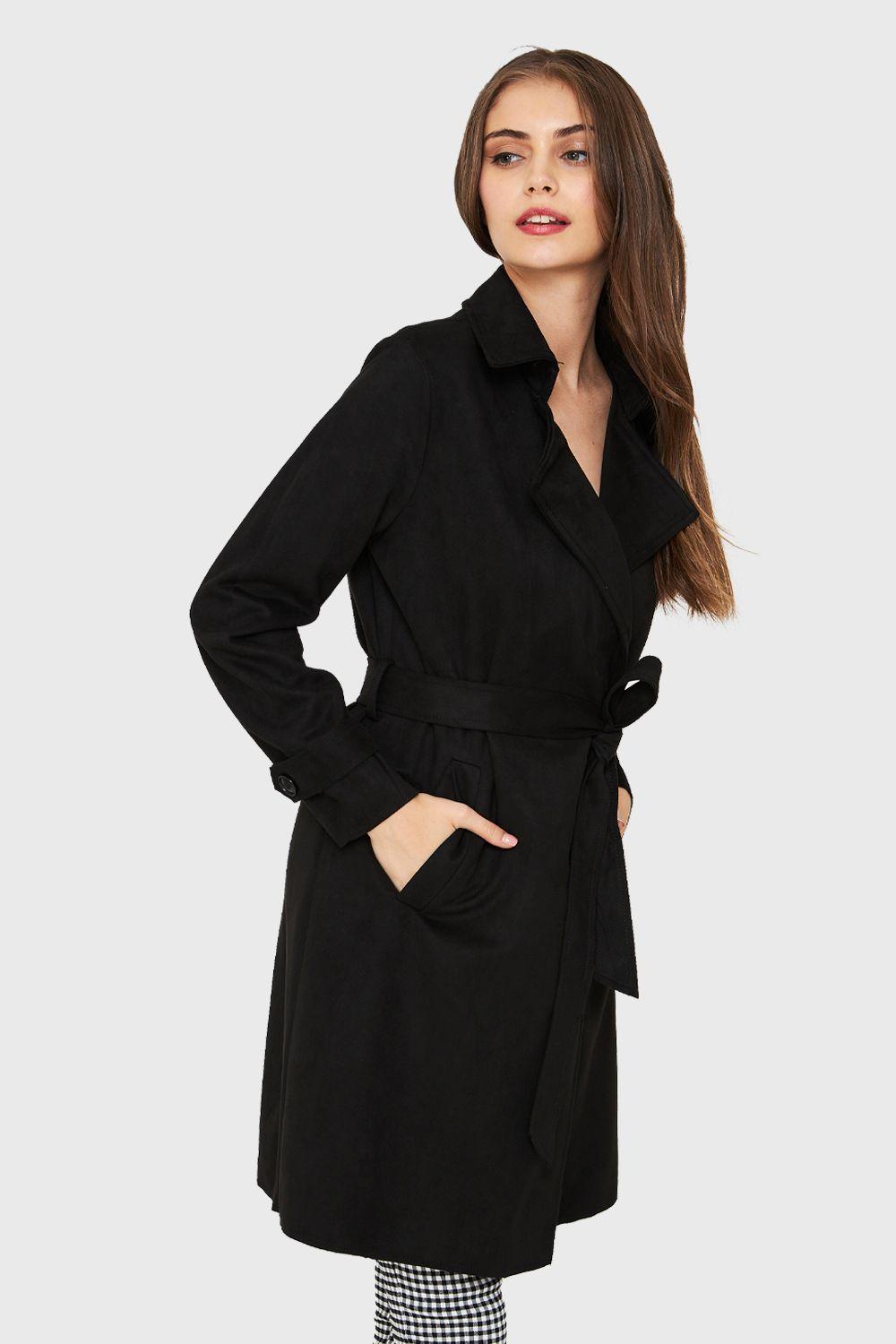 Trench Tipo Gamuza Lazo Negro Nicopoly-2