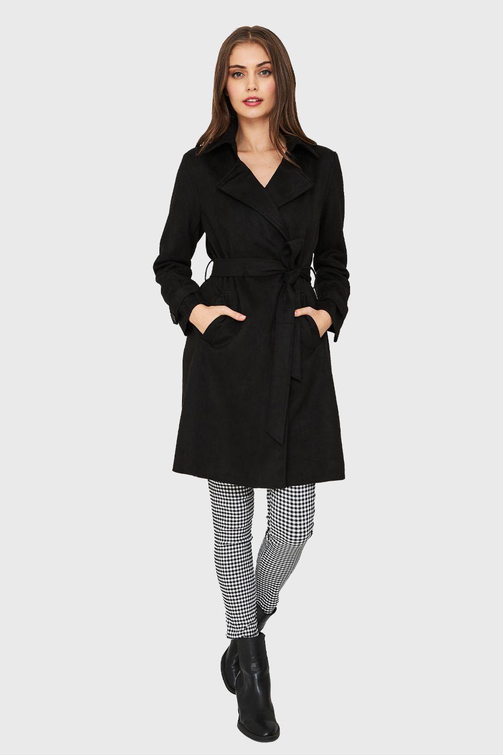 Trench Tipo Gamuza Lazo Negro Nicopoly-1