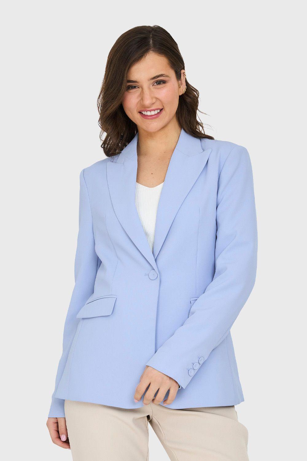 Blazer Bolsillos y Botón Celeste Nicopoly-0