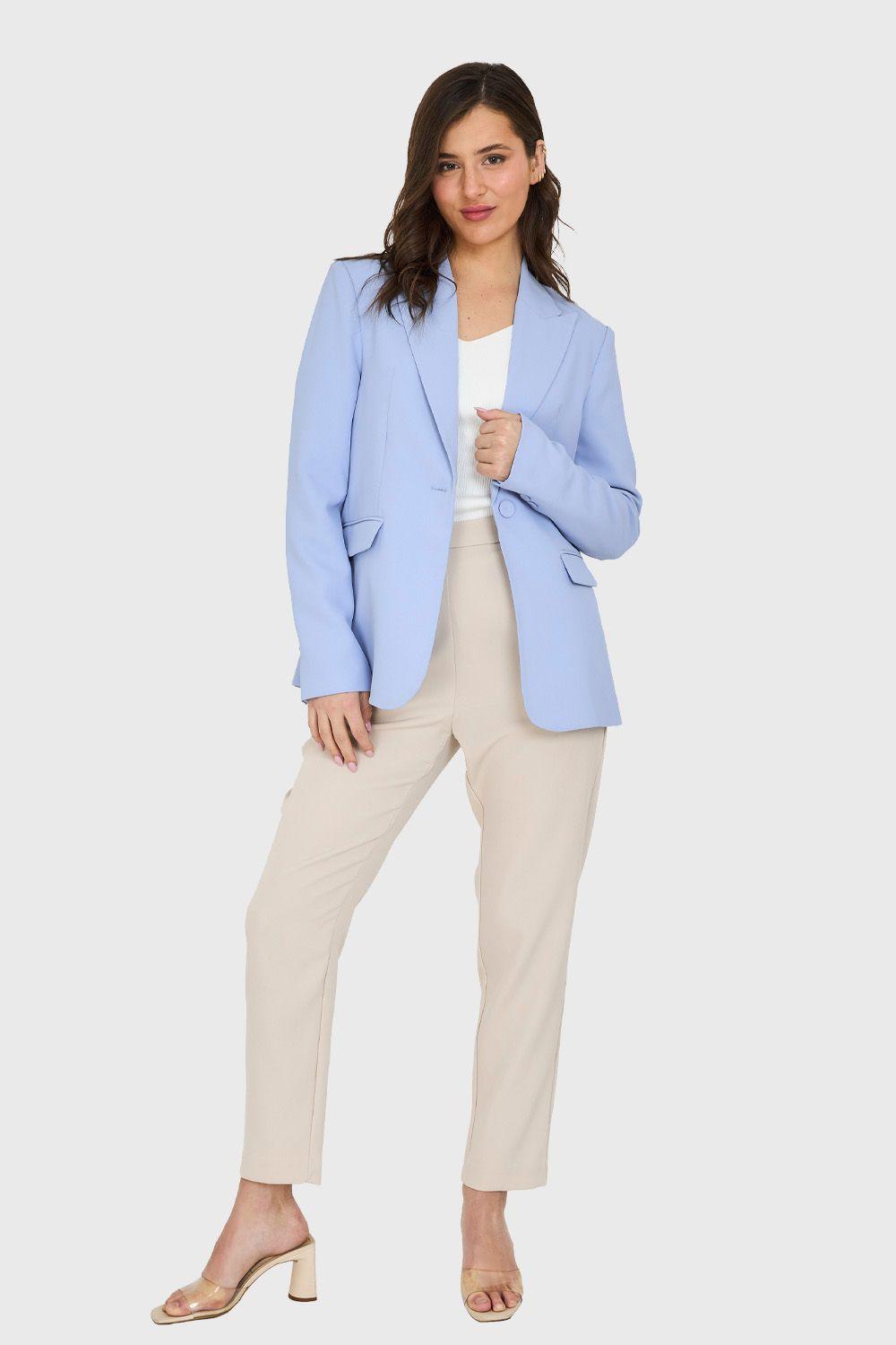Blazer Bolsillos y Botón Celeste Nicopoly-1