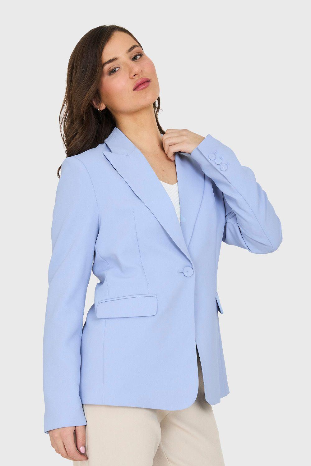 Blazer Bolsillos y Botón Celeste Nicopoly-2