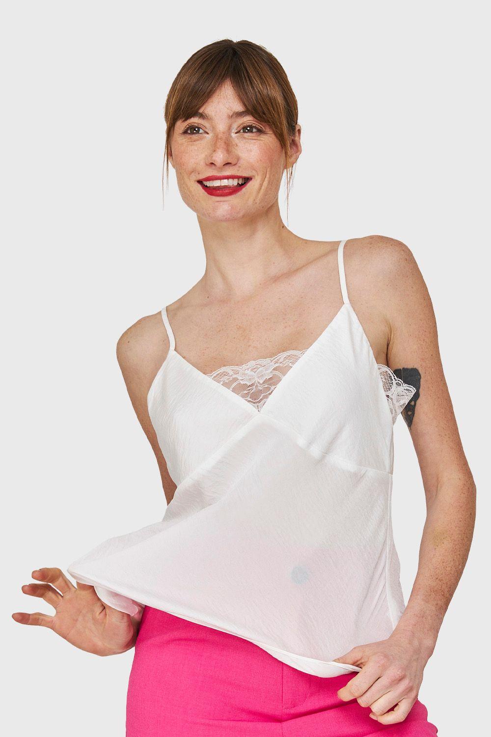 Top Lencero Con Encaje Blanco Nicopoly-0