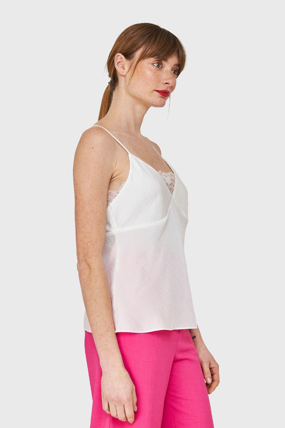 Top Lencero Con Encaje Blanco Nicopoly-2