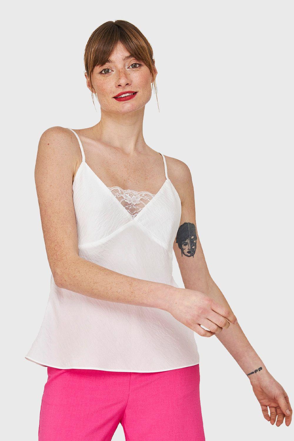 Top Lencero Con Encaje Blanco Nicopoly-4