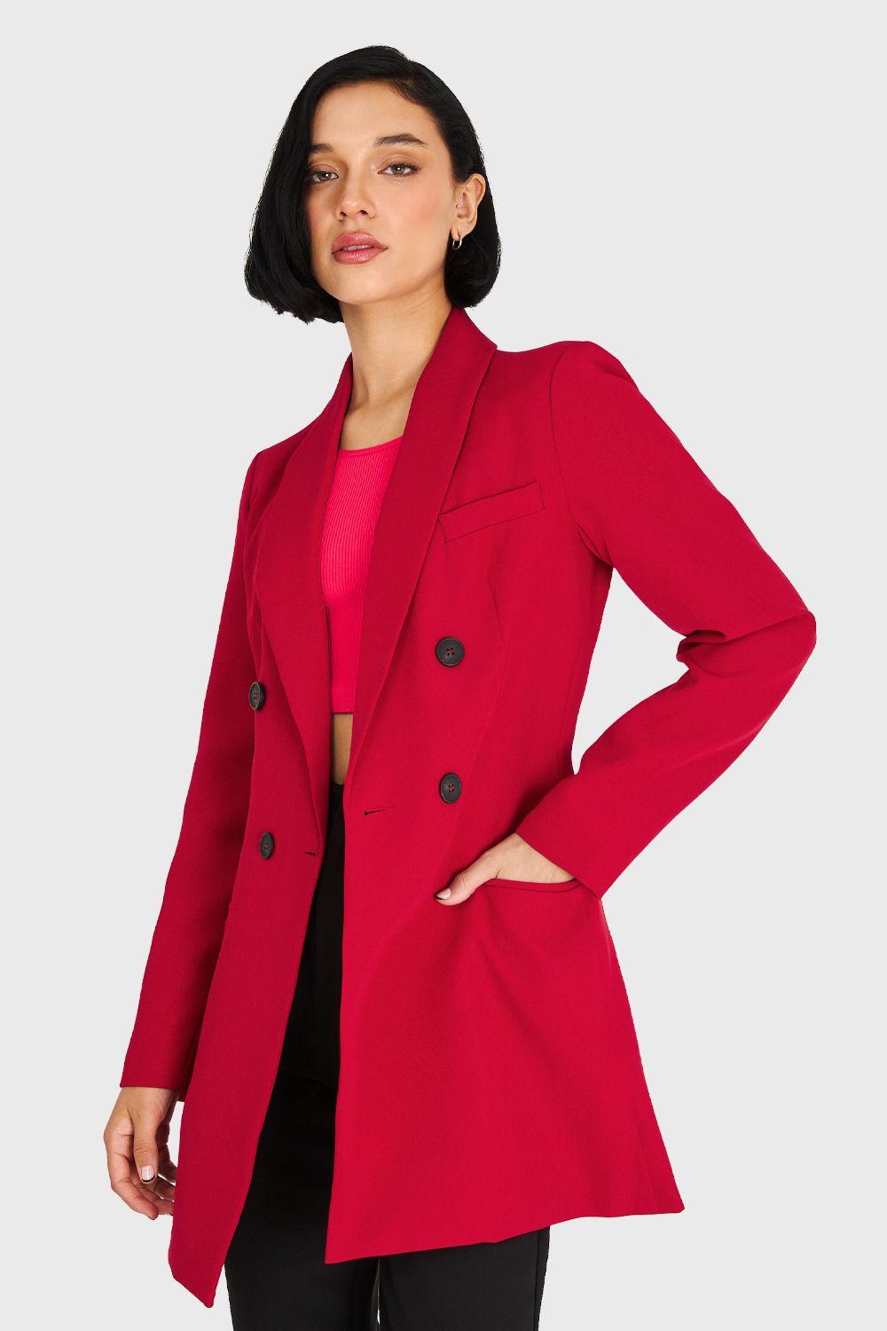 Blazer Cuello Cruzado Rojo Nicopoly-0