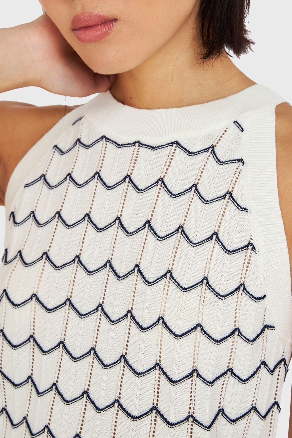 Polera Halter Calada Bicolor Blanco Nicopoly-5